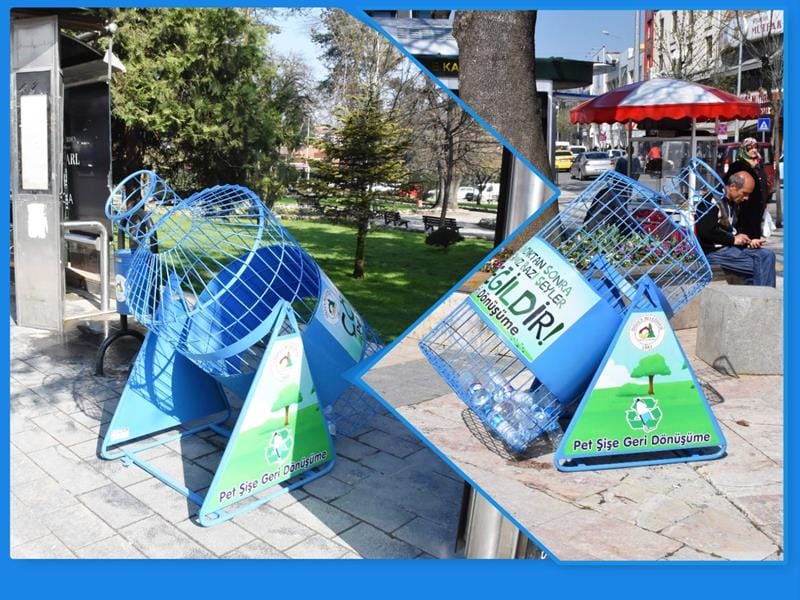 PET ŞİŞE TOPLAMA KUMBARALARI DÜZCE SOKAKLARINDA