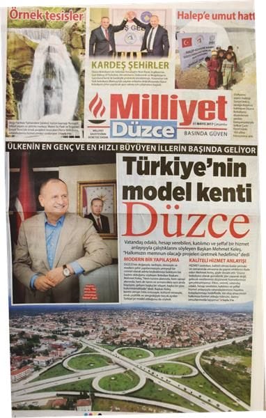 MİLLİYET GAZETESİNDE DÜZCE BELEDİYESİ