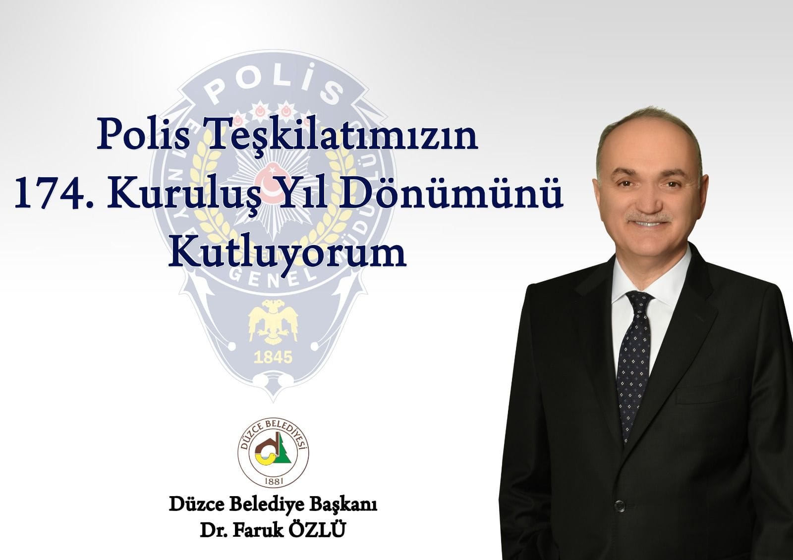 BAŞKAN DR. FARUK ÖZLÜ’DEN POLİS HAFTASI KUTLAMA MESAJI