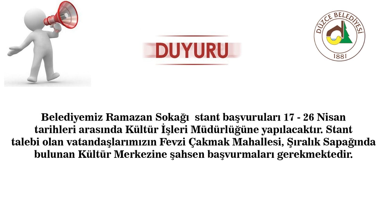 RAMAZAN STANTLARI İÇİN SON GÜN 26 NİSAN