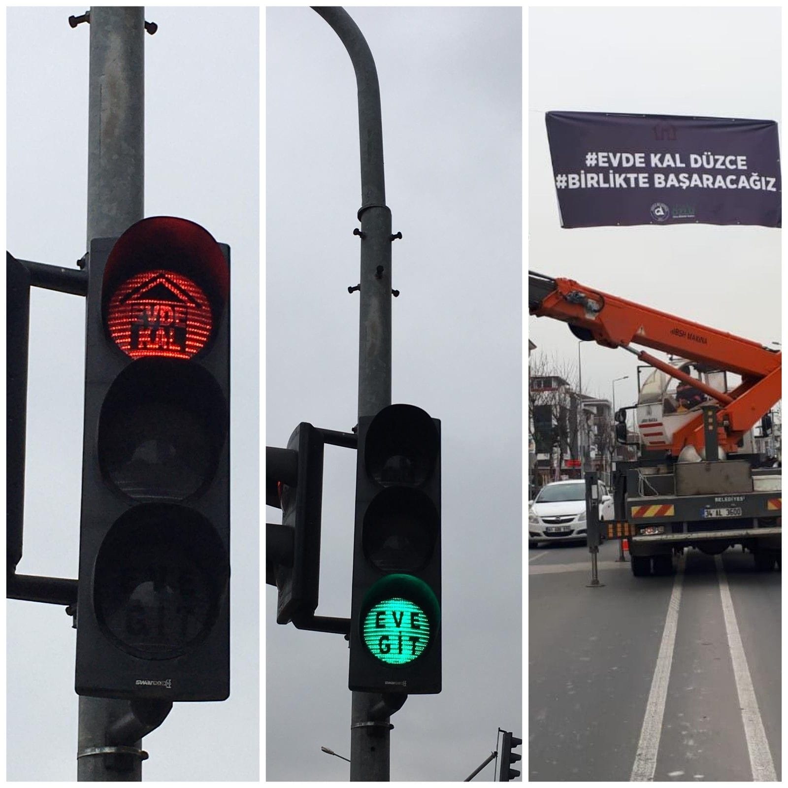 TRAFİK IŞIKLARINDA “EVDE KAL” ÇAĞRISI