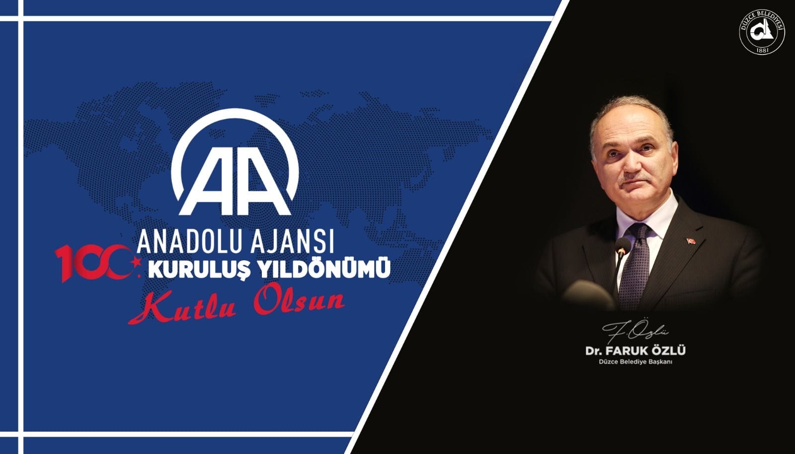 BAŞKAN ÖZLÜ ANADOLU AJANSININ 100. YILINI KUTLADI